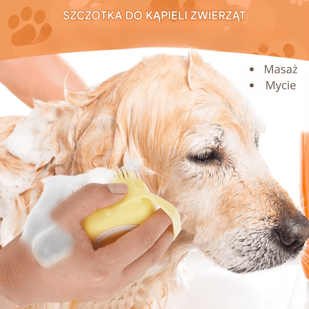 Szczotka do Kąpieli i Masażu dla Psów i Kotów z Dozownikiem Szamponu