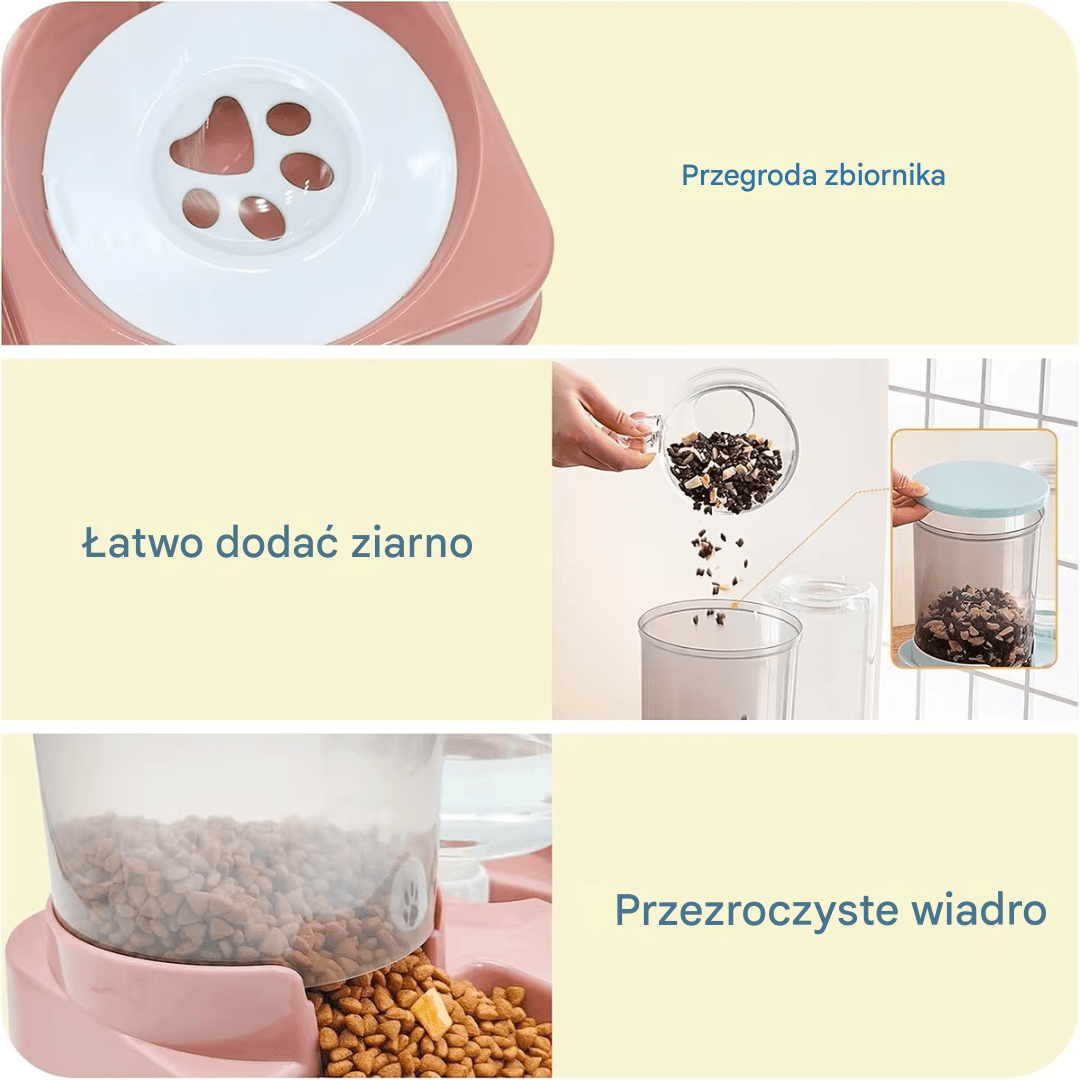Automatyczny Podajnik Karmy i Dozownik Wody 2 w 1 dla Kotów