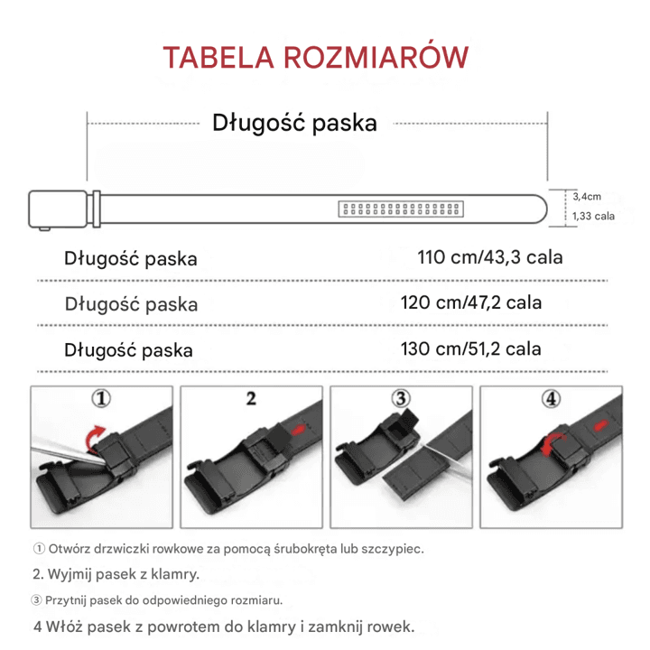 Czarny Pasek Męski z Automatyczną Klamrą