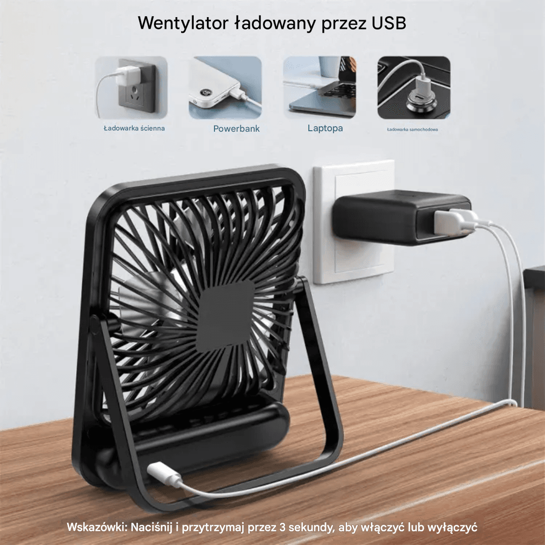 Wentylator Biurkowy Przenośny USB